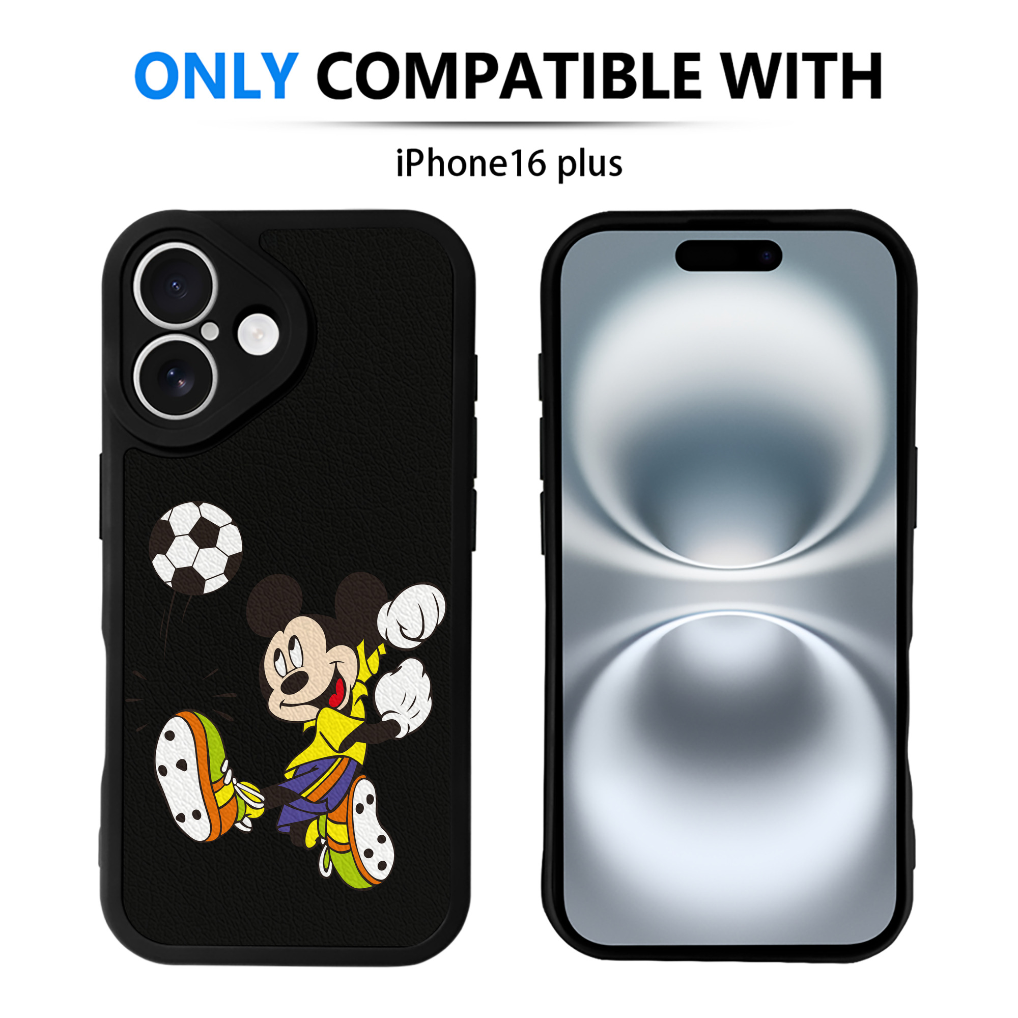（画像用） ミッキーマウス Mickey Mouse 【iPhone 16シリーズ対応】シリコンスマホケース（レザー調） 材質：シリコン